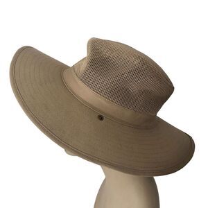 Peter Grimm Safari Sun Hat One Size Khaki Beige Cotton Blend Mesh Vented